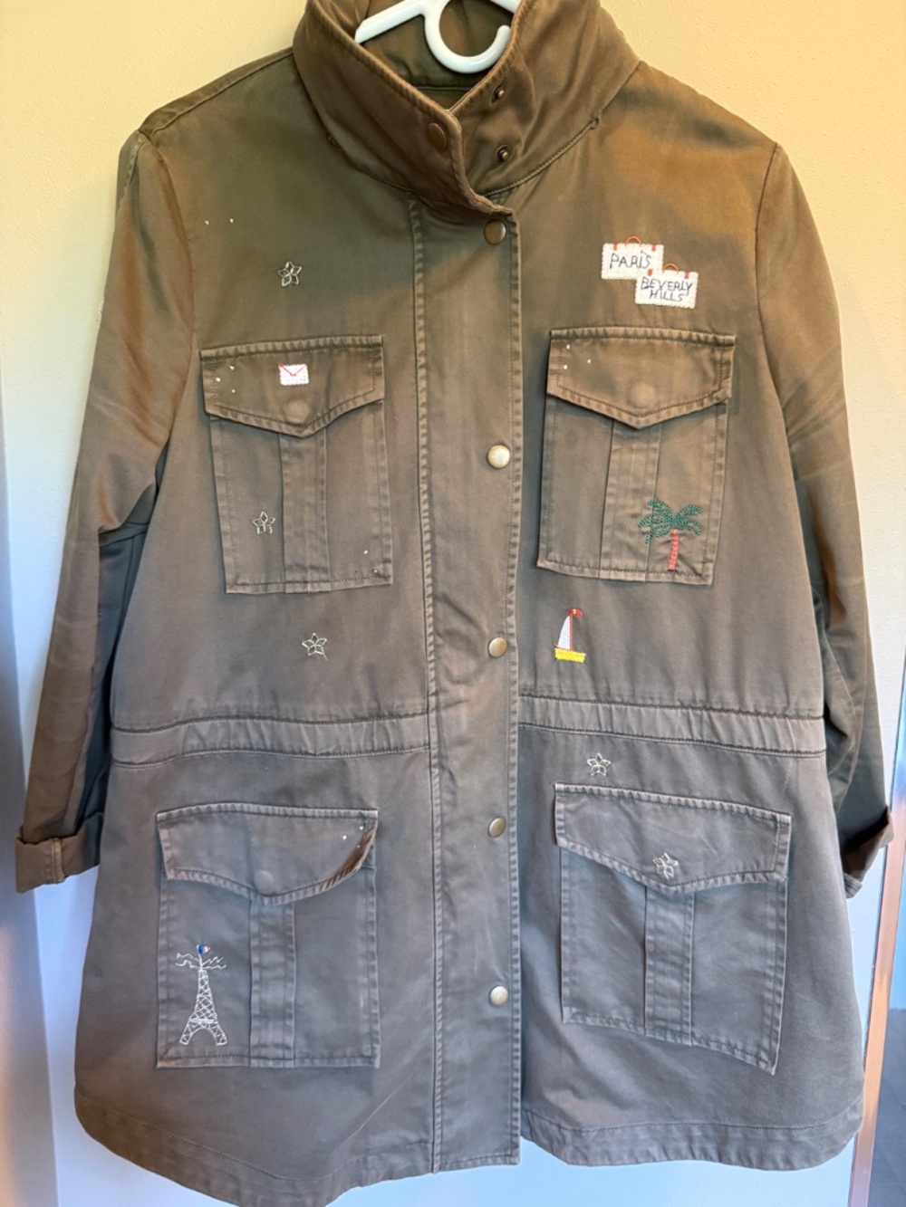 Joie Hand-Embroidered Novelty Utility Jacket, Size S